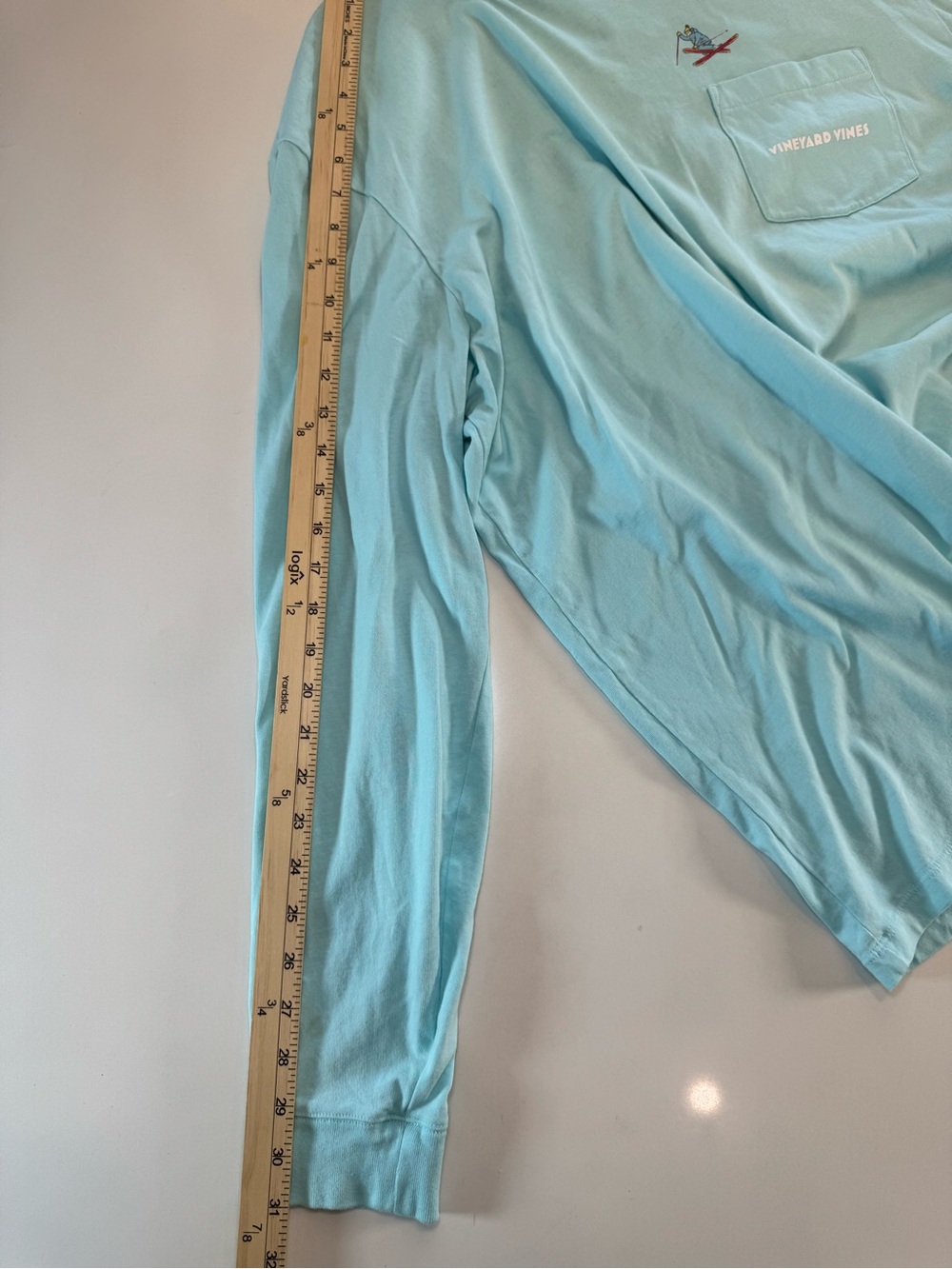 Vineyard Vines Men’s Long-Sleeve Pocket Tee - Aqua Blue - Picture 5 of 11
